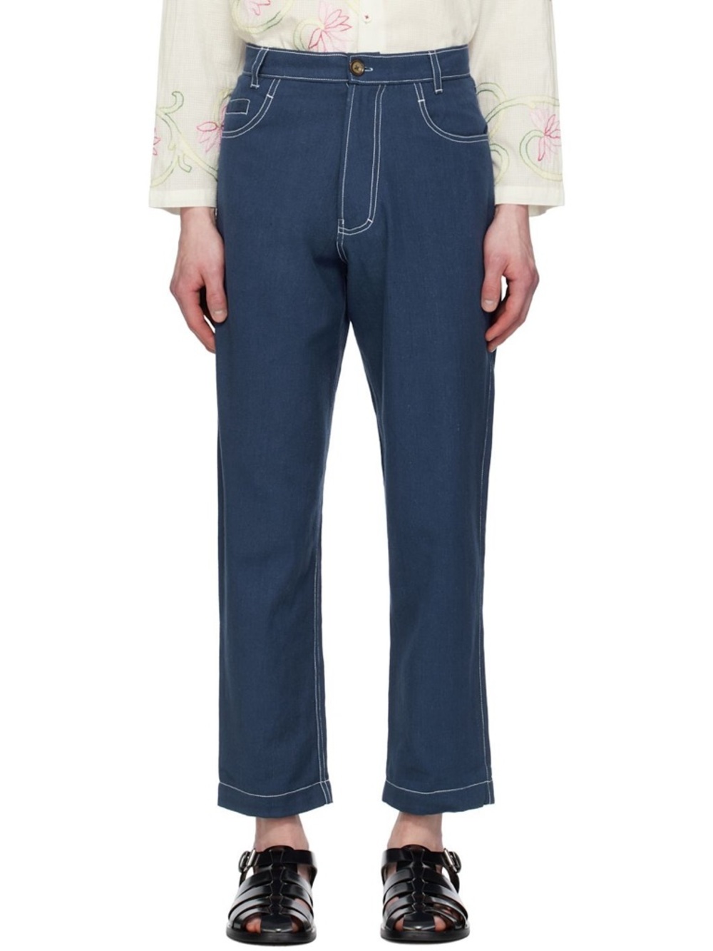 HARAGO 

Off-White Double Stitch Trousers